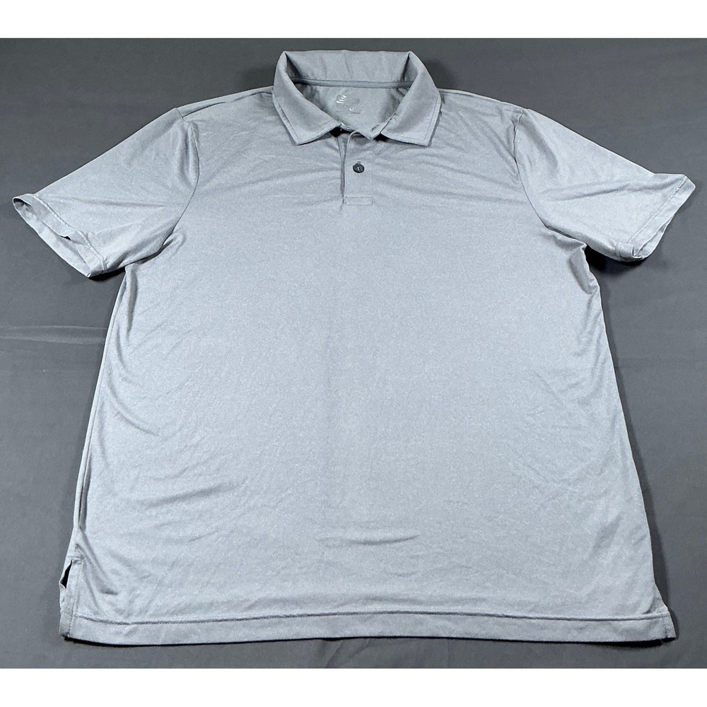 32‎ Degrees Cool Mens Polo Shirt Gray Short Sleeve Performance Stretch Large